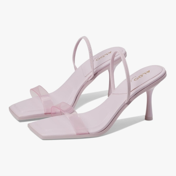Aldo Shoes - Aldo Light Pink Square-Toe Slingback Heeled Sandals